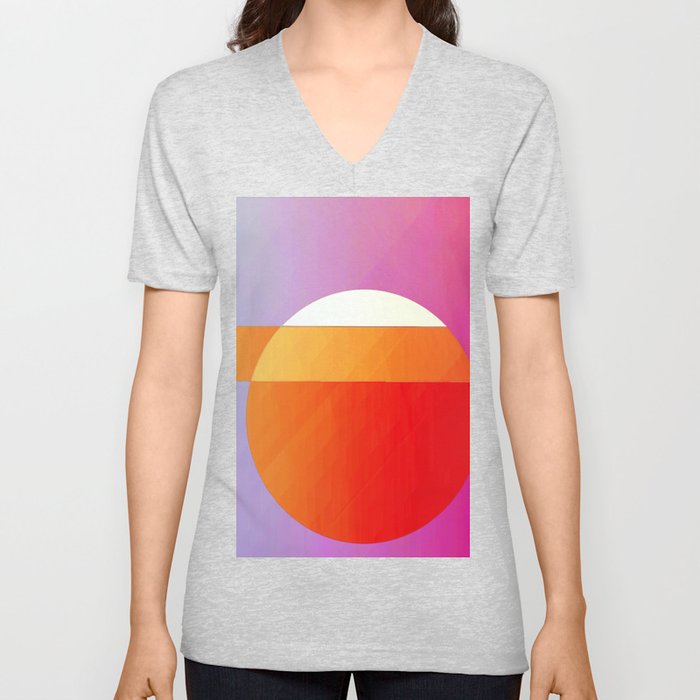 Orange Sun V Neck T Shirt