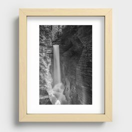 Watkins Glen State Park; Finger Lakes region; Seneca Lake waterfall nature wilderness black and white photograph - photography - photographs Recessed Framed Print