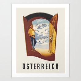 Vintage Austria Winter Sport & Skiing Travel Poster, 1950s Art Print