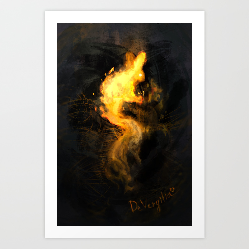 fire rabbit art print by devergilia