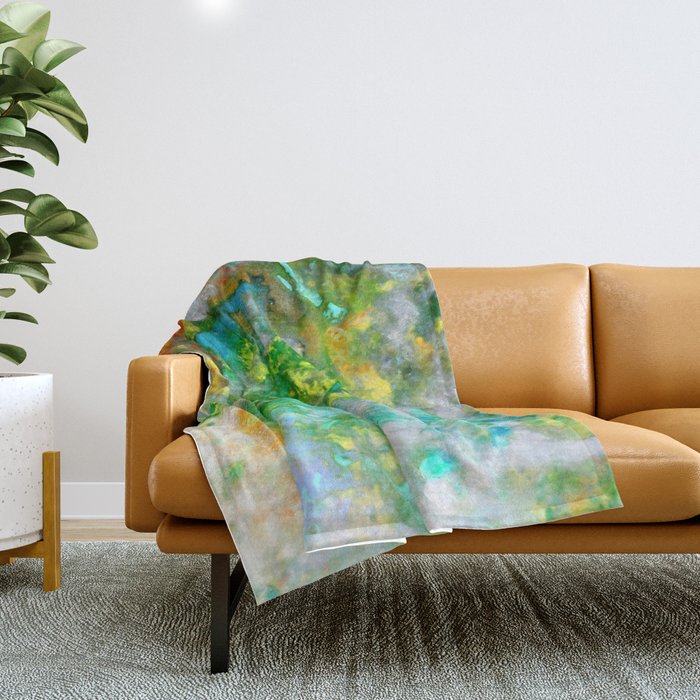 Abstract Art in Color Symphony Green Throw Blanket