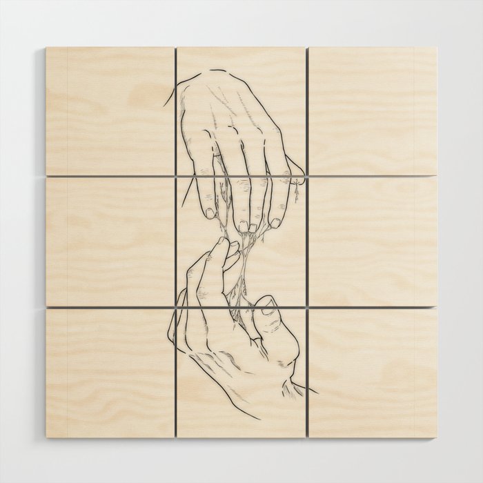 Hands and roots Wood Wall Art