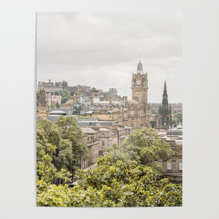 City View in Edinburgh | Moody Scotland Travel Photography Art Print Poster
