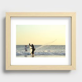 Fishermen on the beach in Bali Recessed Framed Print