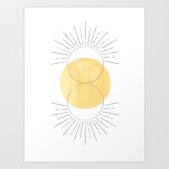 Abstract mustard sun Art Print