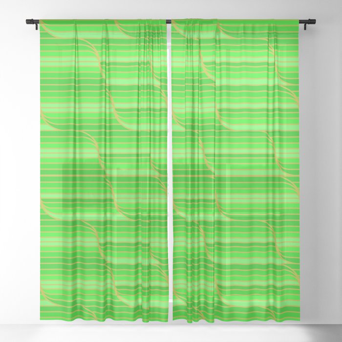 Geo Stripes - Green Sheer Curtain