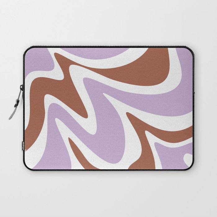 Liquid Abstract Waves \\ Lilac & Milk Choco Brown Laptop Sleeve