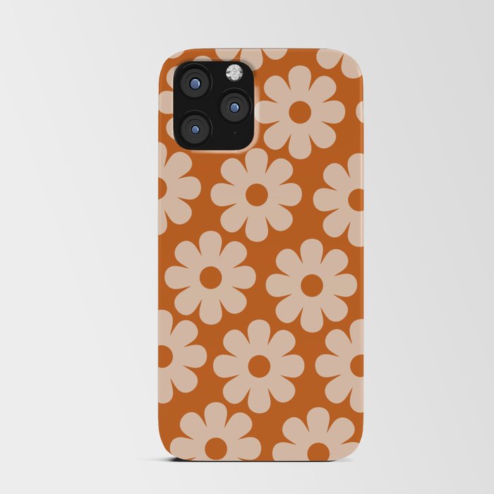 Sweet Retro Flowers Floral Pattern Orange and Cream iPhone Card Case