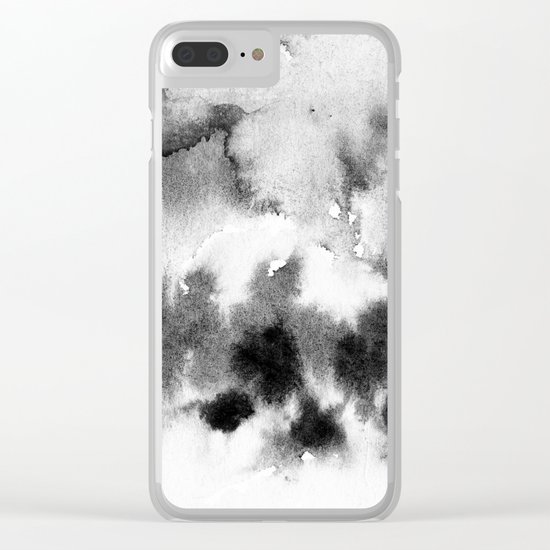 MINIMAL BLACK AND WHITE SPLATTER PATTERN Clear iPhone Case