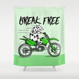 Cow riding a motorbike Shower Curtain