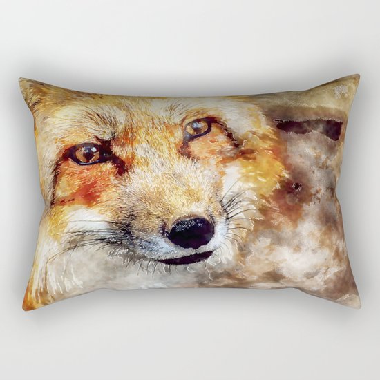 Fox animal nature wild forest- watercolor illustration Rectangular Pillow
