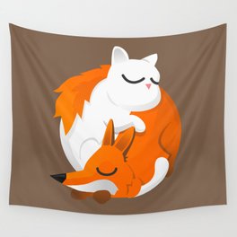 Fox and cat Wall Tapestry