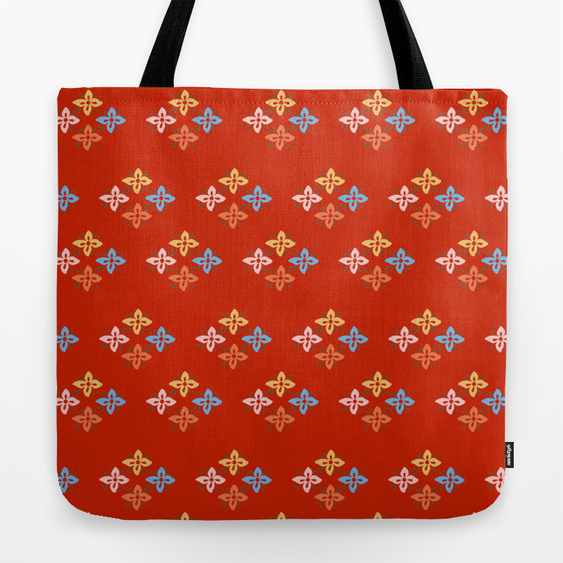 Las Flores Red 02 Patterns Please Tote Bag By Lalainelim Las Flores Red 02 Patterns Please