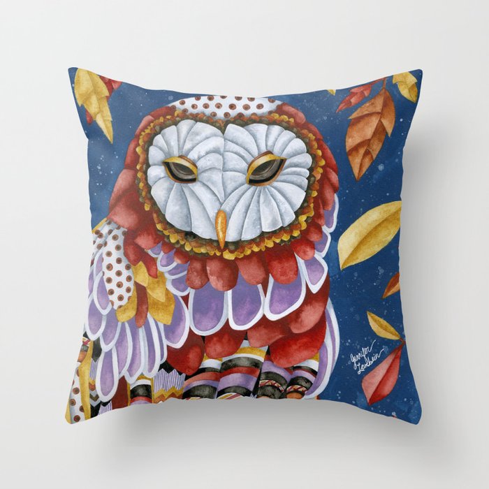 Owl Aura Throw Pillow