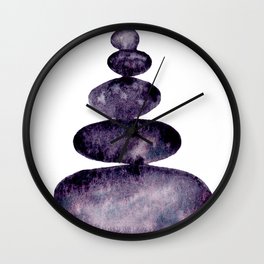Stacked Stones in Moonglow - Purple Cairn II  Wall Clock