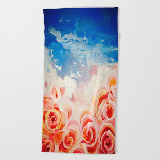 Peachy Roses Beach Towel