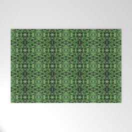 Liquid Light Series 62 ~ Green & Grey Abstract Fractal Pattern Welcome Mat