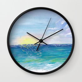 Romantic Little Beach with Sunset & Ocean Spray Wall Clock