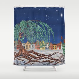 Starry Night in Bruge Shower Curtain