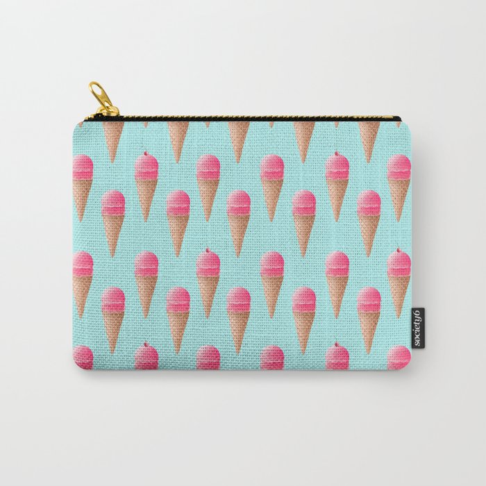 Strawberry Ice Cream Cone Pattern - Blue Carry-All Pouch