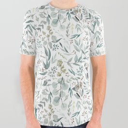 Little Eucalyptus Botanical Pattern All Over Graphic Tee