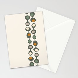 Retro Mid Century Baubles in Olive Green, Orange and Cream Stationery Card