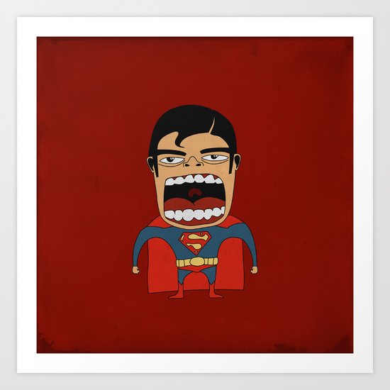 Screaming Superdude Art Print