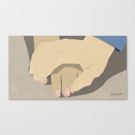That moment when he tentatively reaches to hold her hand for the first time... Canvas Print
