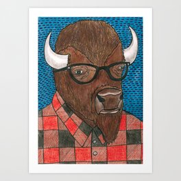 Bison Buffalo Check Art Print