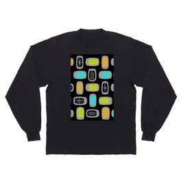 Midcentury MCM Rounded Rectangles Black Multicolored  Long Sleeve T-shirt