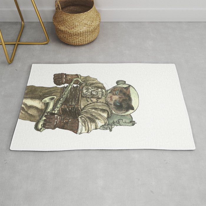 Space Cat With Saxophone Rug By Felissimha Society6 Space Cat With Saxophone Rug By Felissimha Society6
