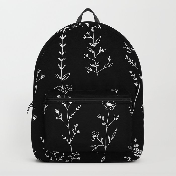 New Black Wildflowers Backpack