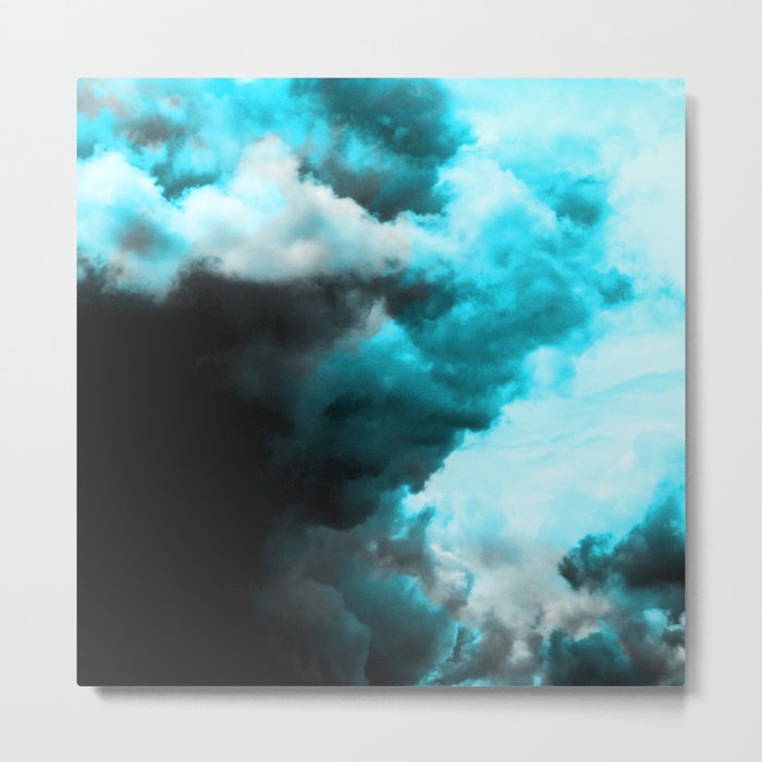 Relaxed - Cloudy Abstract In Blue And Black Metal Print