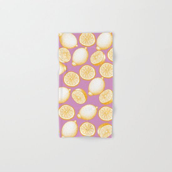 Lemons On Pink Background Hand & Bath Towel