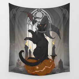 Witchy Black Cat  Wall Tapestry
