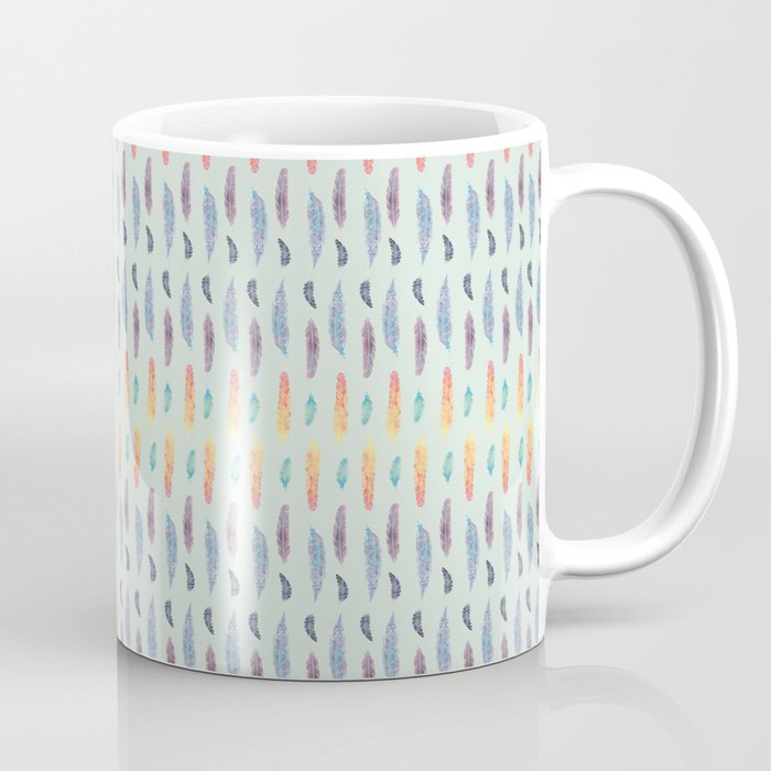 Feather Stripes on Mint Coffee Mug