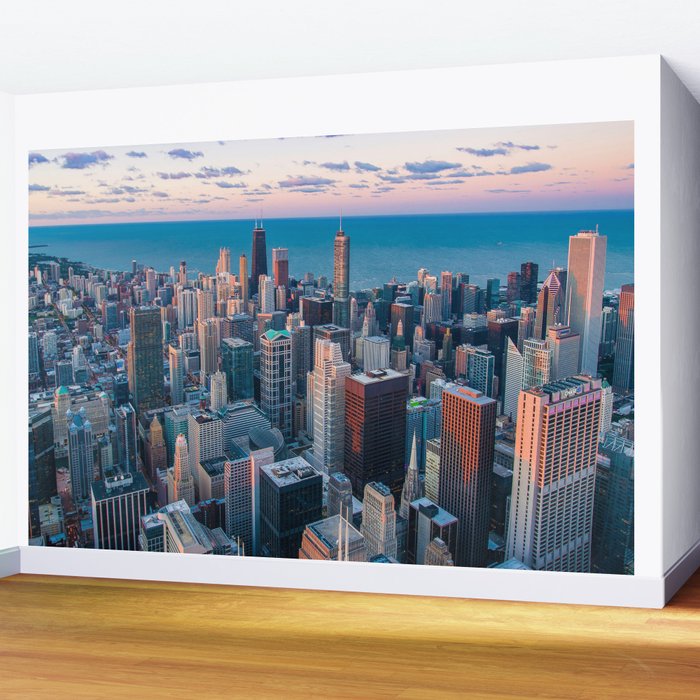 Chicago Skyline Wall Mural by groppo | Society6