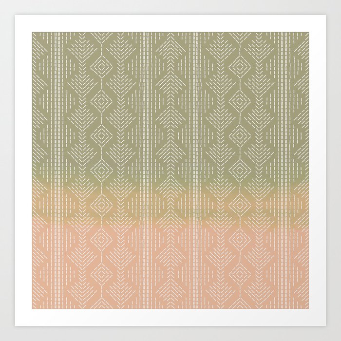 Moss/Peach Ombre needlepoint Art Print