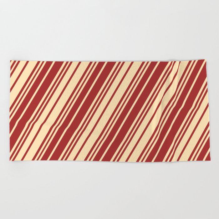 Brown and Beige Colored Lines/Stripes Pattern Beach Towel