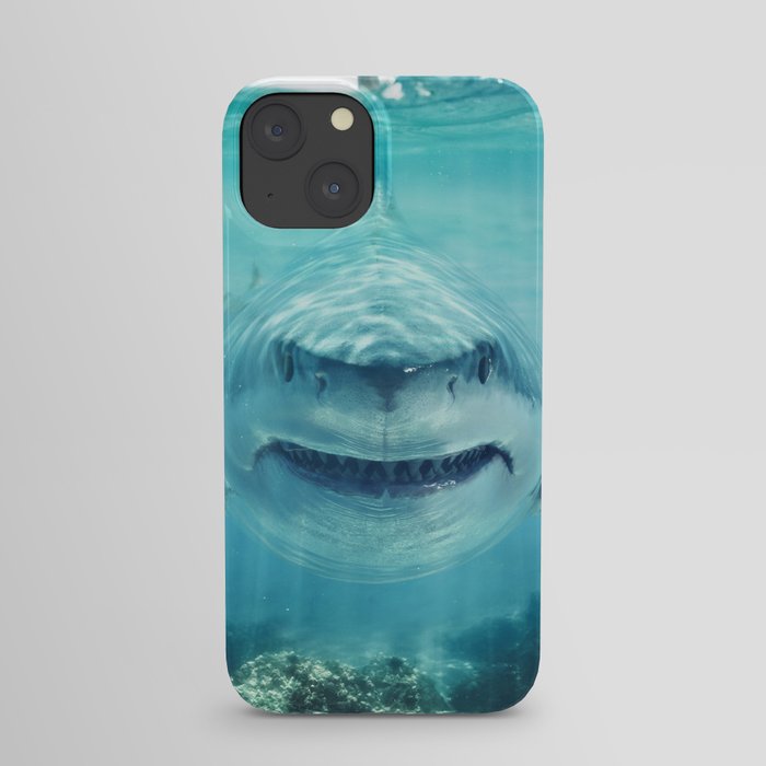 A predator great white shark swimming in the ocean iPhone Case