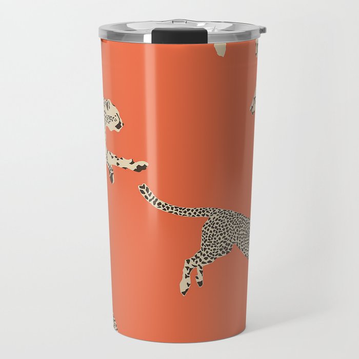 Leaping Cheetahs Tangerine Travel Mug