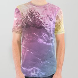 Ocean Waves Rainbow Gradient Texture All Over Graphic Tee