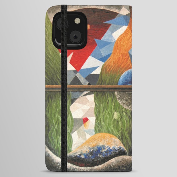 Hops and Jazz earth tones with stones musical nature landscape painting by Valentin Rozsnyai iPhone Wallet Case