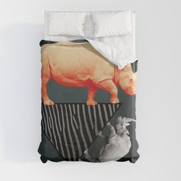 The orange rhinoceros who wanted to become a zebra Duvet Cover