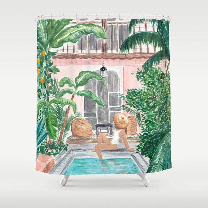 Moroccan Dream - Brunette Hair (Other Hair & Skin Tones Available) Shower Curtain