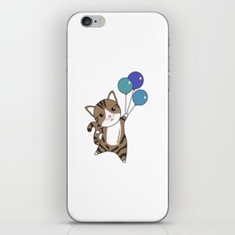 Cat Flies Up With Colorful Balloons iPhone Skin