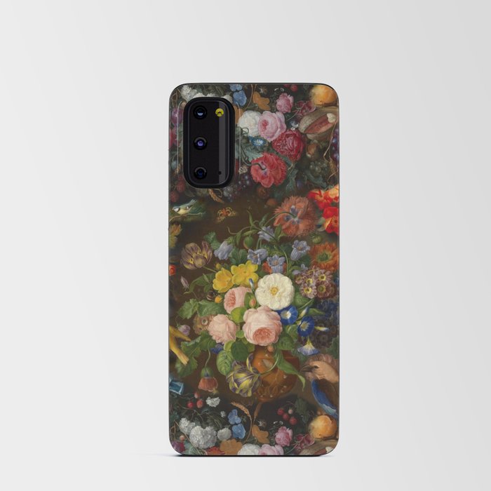 Dark Baroque Garden with Birds - Lush Floral & Animal Pattern Android Card Case