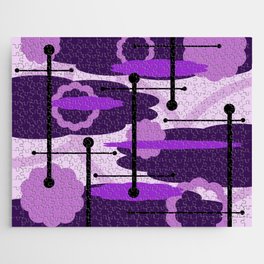 Mid Century Modern Abstract Clouds Purple Amethyst Jigsaw Puzzle
