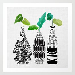 Plants in Black and White Vases Art Print