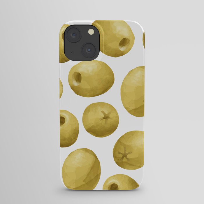 Green olive watercolor seamless pattern iPhone Case